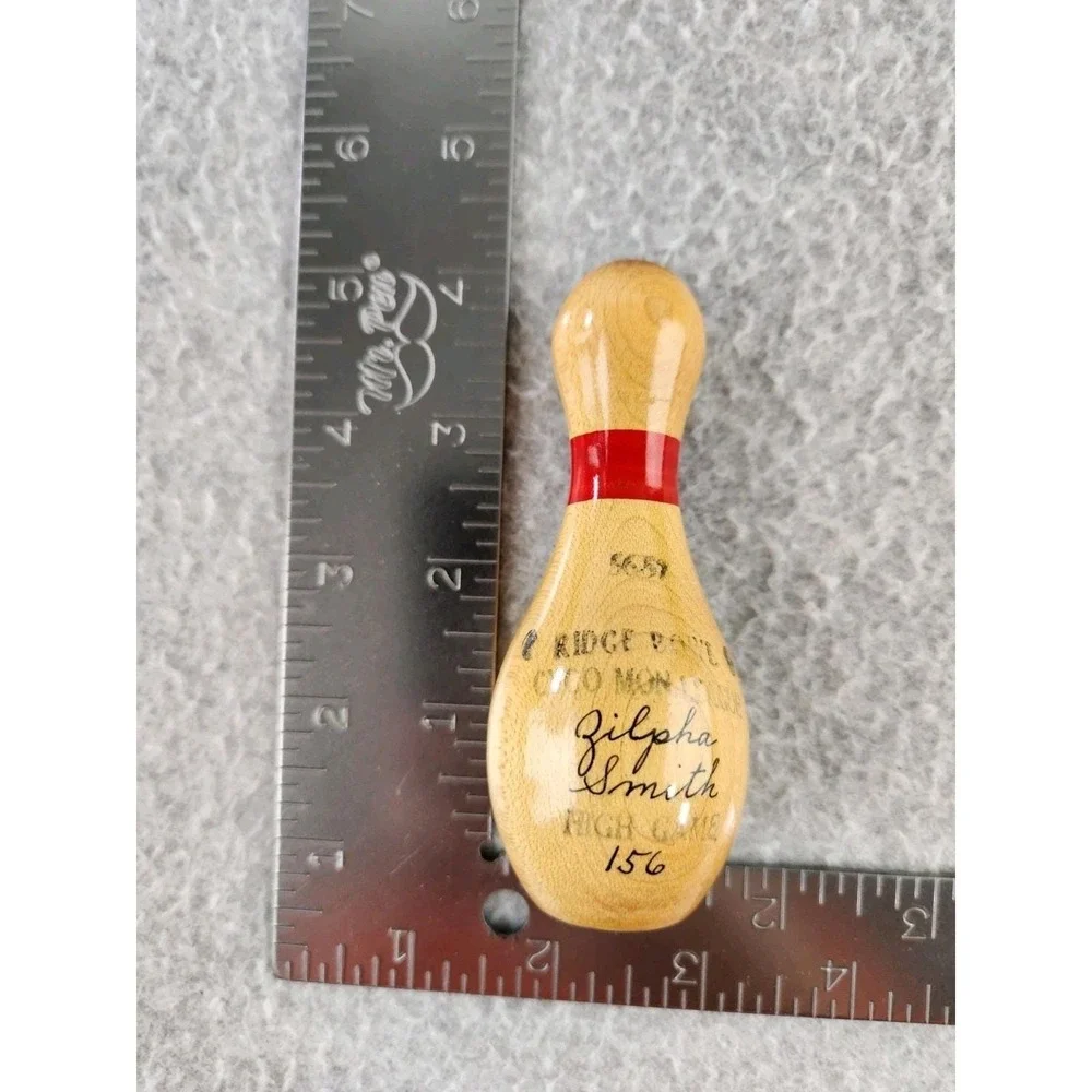 Vintage Miniature Wood lacquered 4 inch bowling pin Trophy League 1960s Pins Lot
